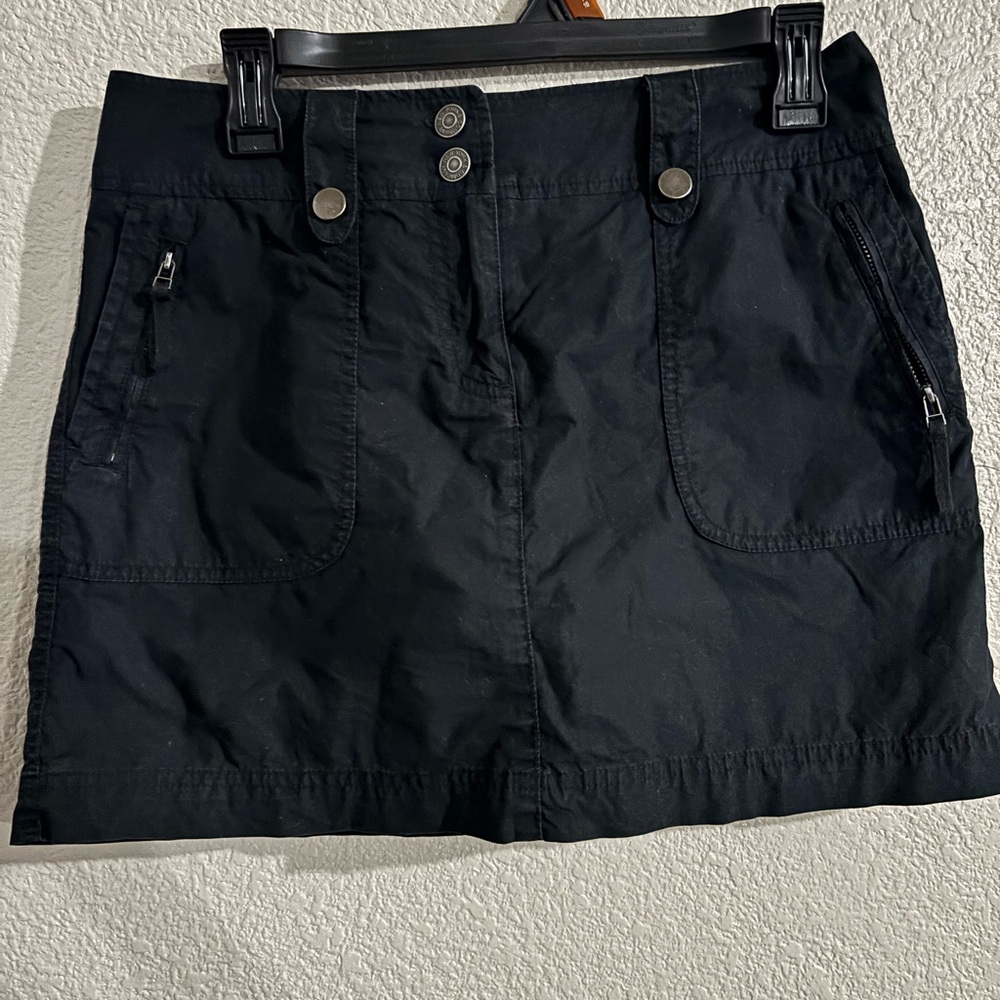 New York & Company Black Cotton Skirt with Button Waist